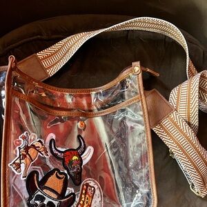 Clear Stadium Crossbody Bag Western Cowgirl Patch Skull Cowboy Boot Festival